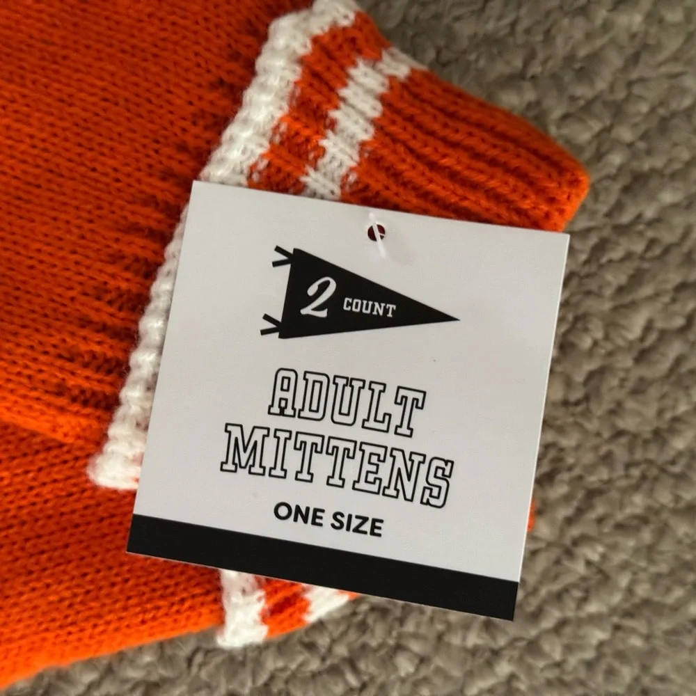 NWT New Adult Orange Knit Mittens